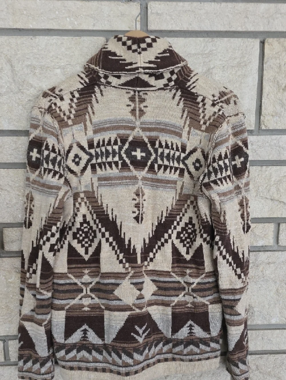 Ralph Lauren Shawl Collar Cardigan in Brown & Cream - Picture 4 of 6